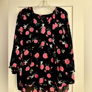 Torrid Blouse- Great Condition- Black/Pink- Size 2